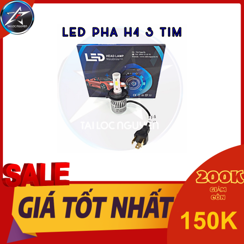 [KHUYẾN MÃI] LED PHA CHÂN H4 C6 3 TIM ÁNH SÁNG TRẮNG