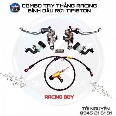 COMBO TAY THẮNG VÀ TAY CÔN RCB BÌNH DẦU RỜI 17mm XÁM TITAN (dây dầu Morin +ty côn+tay thắng và côn bình dầu rời).