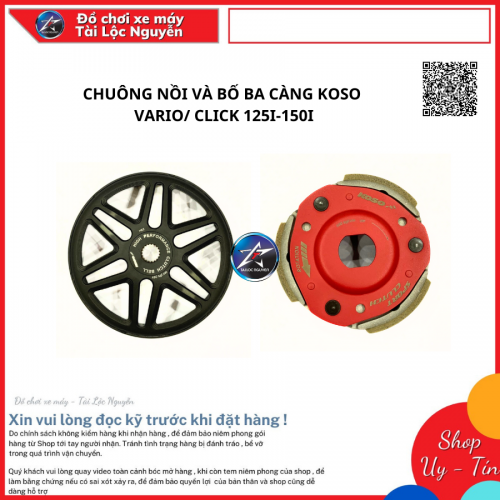 CHUÔNG NỒI VÀ BỘ BỐ BA CÀNG KOSO CHO VARIO/CLICK 125-150/AB