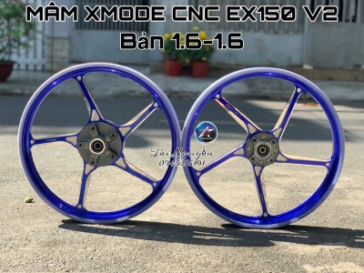 MÂM XMODE CNC BẢN 1.6-1.6 XÉO CHO EXCITER 150 MÀU XANH