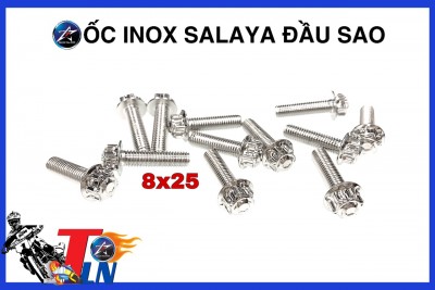 ỐC INOX SALAYA ĐẦU SAO SIZE 8x25 và 8X30