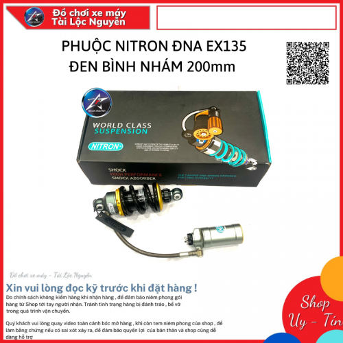 PHUỘC NITRON ĐNA EX135 ĐEN BÌNH NHÁM 200mm CHÍNH HÃNG