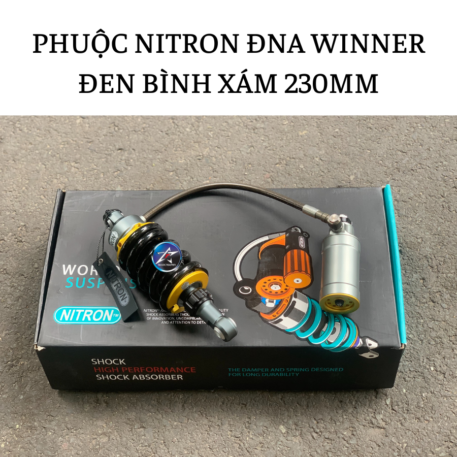 Phuộc Nitron ĐNA Winner Đen Bình Xám 230mm(12)